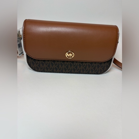 Michael Kors Handbags - Michael Kors Brown and Dark Brown MK Logo Crossbody Bag NWT
